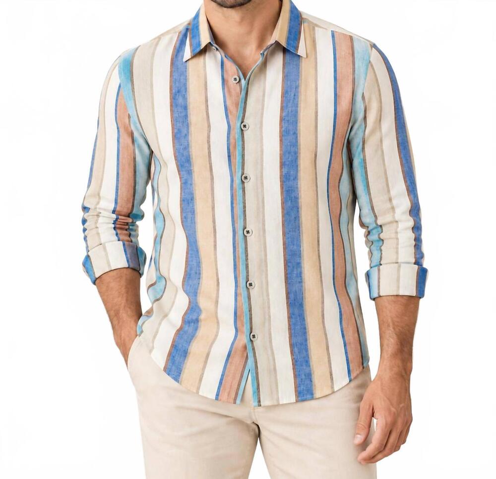 NEW LUCHIANO VISCONTI button up short sleeve shirt in multi stripe